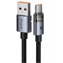 MCDODO CA-6890 USB-A TO TYPE-C Şeffaf Kablo Şarj Işıklı 1.2M Siyah Kablo