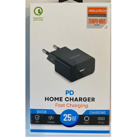 Megatech 25w Siyah Pd Type-c  Ev Şarj Kafa