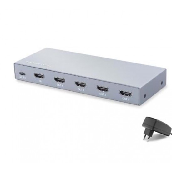 HADRON HDX1429 HDMI Splitter EDID 4K 60 Hz 1 Giriş 4 Çıkış Gri