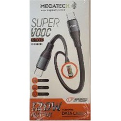 Megatech MT-120UT 120W USB To Type-c Data Kablosu ( Telefonda Turbo Saniye GösTergeli )