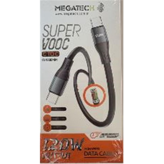 Megatech MT-120UT 120W USB To Type-c Data Kablosu ( Telefonda Turbo Saniye GösTergeli )