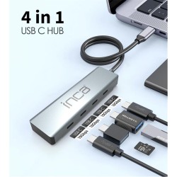 Inca ITPT-4TX 4 Port Type-C 3.1 Veri ile3.1 10 Gbps Type-C Çoklayıcı Kablo uzunluğu 15cm