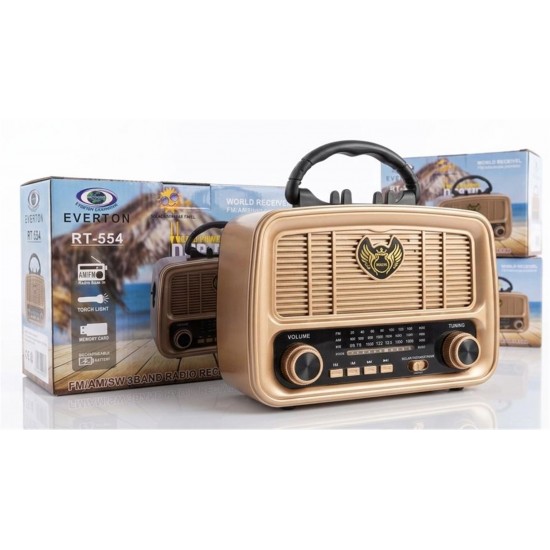 Everton Rt-554  Bluetooth Fm-Usb-Tf-Aux Şarjlı Nostaljik Radyo