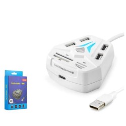HADRON A068W USB Combo Hub Kart Okuyucu 8 Port Beyaz