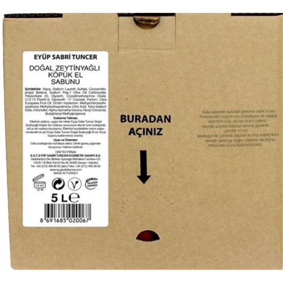 Eyüp Sabri Tuncer Zeytinyağlı Sabun 5lt Bag In Box Endüstriyel