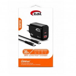 Elba Elb35 35W Siyah Ev Şarj Kafa+ Type c to Type c Kablo ( GANFAST Teknoloji ) Şarj Aleti