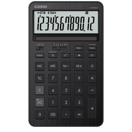 Casio JW-200DQ-BK 12 Hane Siyah Masa Üstü Hesap Makinesi