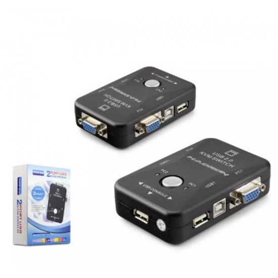 HADRON HDX1360 VGA USB KVM SWITCH 2GİRİŞ 1ÇIKIŞ SİYAH