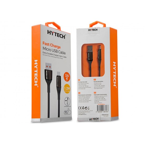 Hytech HY-X250 3A Micro Usb 1,2m Silver Data+Sarj Kablosu
