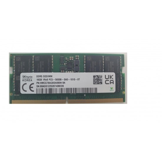 SK Hynix Sk-Hynix HMCG78AGBSA095N 16GB Ddr5 5600MT CL46 262 Pin Sodımm, 1.1V Notebook Ram Bellek