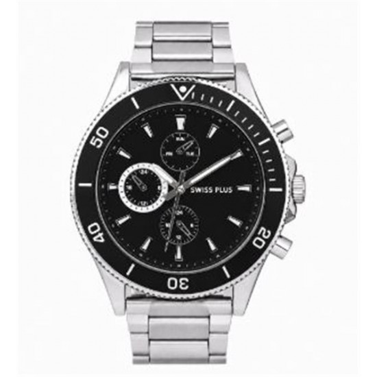 Swiss Plus Man Watch Basic Seri Model-10 ST3516AGS Lüx Black-Silver(Kol Saati)