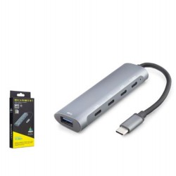 HADRON HDX7895 Type-C 3.2 Gen2 PD Hub 5 Port 10 Gbps 100W Gri