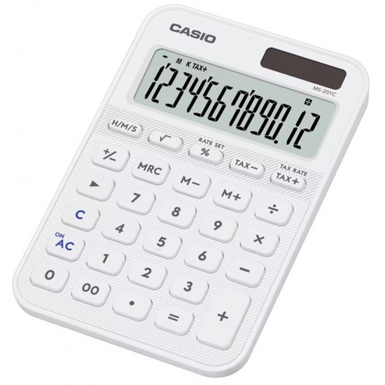 Casio MS-20YC-WE 12 Hane Beyaz Masa Üstü Hesap Makinesi