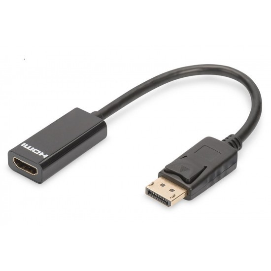 Digutus AK-340400-001-S DisplayPort (DP)  HDMI DP Erkek - HDMI Tip A Dişi, 0.15 metre, siyah