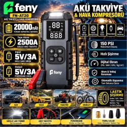 Feny FN-AT20 20.000 Mah 5v-3a Akü Takviye Ve Hava Kompresörü (Lastik Şişirme- Powerbank) Çantalı