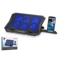 HADRON HDX4254 Thunder Serisi Laptop Soğutucu 6 Fanlı LED Telefon Standlı 13-15.6 İnç Siyah