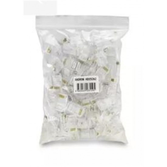 Hadron Hdx5063 Cat6 Konnektör Ez Rj45 Delikli 100Lü Paket Şeffaf