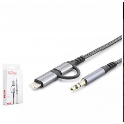 HADRON GJ-027 3.5MM TO TYPE-C + LIGHTNING KABLO AUX CAR SİYAH