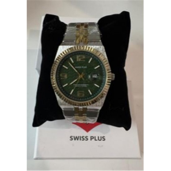 Swiss Plus Man Watch Premium Seri Model-3 ST3450AGS Green-Gold(Kol Saati)