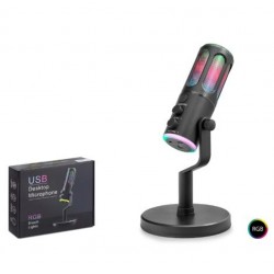 HADRON SU8 Gaming RGB Masaüstü Mikrofon DSP Gürültü Önleme Echo Type-C Siyah