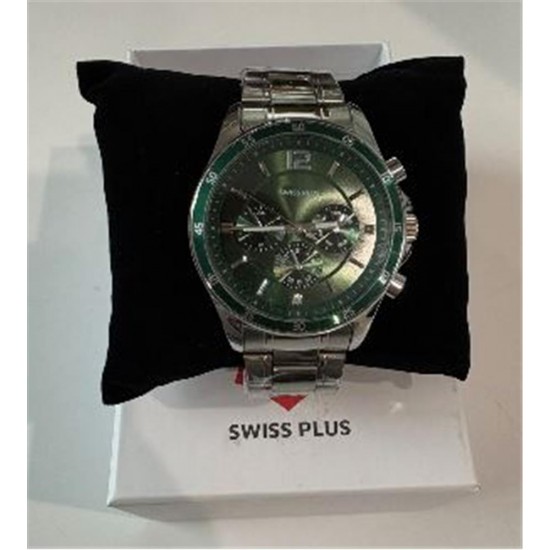 Swiss Plus Man Watch Basic Seri Model-2 ST3516AGS Green-Silver(Kol Saati)