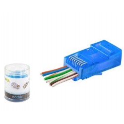NODAR ND2404 CAT6 EZ RJ45 Konnektör 100 Adet Plastik Kutu - Mavi