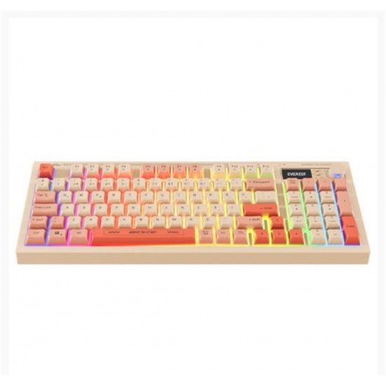 Everest KB-85 SILENT PRO Kablosuz Bej-Pembe-Turuncu SESSİZ RGB Wireless 2.4Ghz  Q Oyuncu Klavyesi