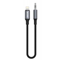 S-link Armor ML-01 1.2m Lightning to M AUX Örgülü Metal Başlıklı Siyah Ses Kablosu
