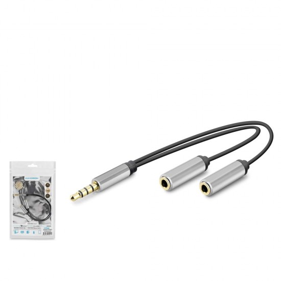 HADRON HDX1087 3.5 mm Kulaklık Mikrofon Ayırıcı Kablo 23 cm Siyah