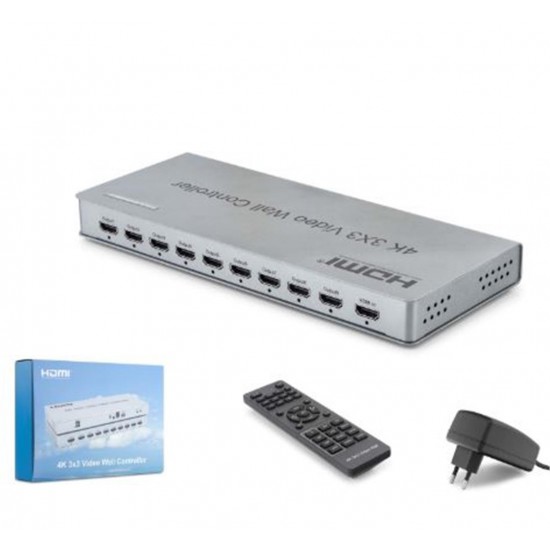 HADRON HDX1434 HDMI Video Wall Controller Kumandalı 4K 9 Ekran Gri