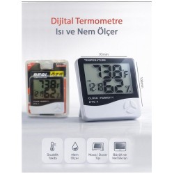 Real Özs HTC-1 Dijital Saat -Alarm - Termometre- Isı Ve Nem Ölçer