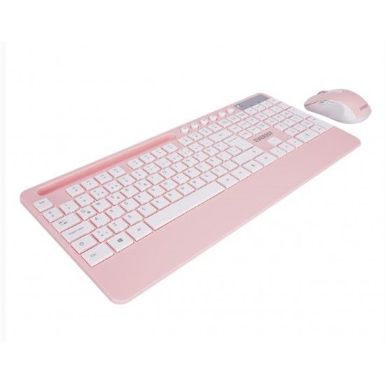 Everest KM-9676 Beyaz-Pempe Multimedya Tablet-Telefon Standlı Klavye + Mouse Set