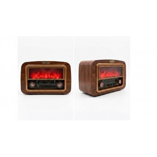 Everton Rt-742 Şömine Göstergeli  Bluetooth Fm-Usb-Tf-Aux  Şarjlı Nostaljik Radyo