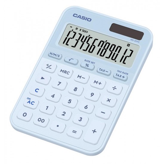 Casio MS-20YC-LB 12 Hane Açık Mavi Masa Üstü Hesap Makinesi