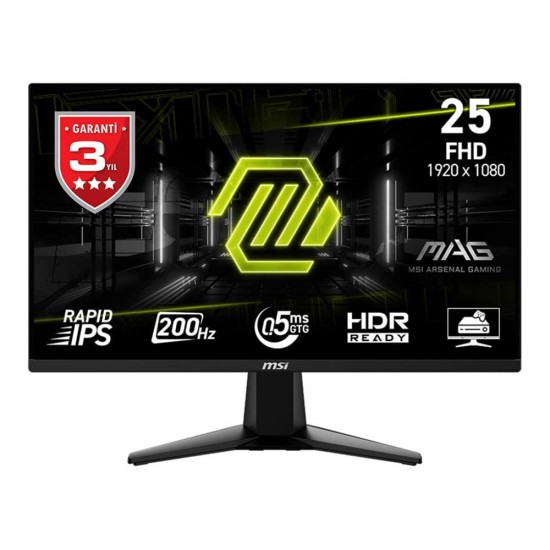 Msi 24.5 Mag 255F E20 1920x1080 Flat Rapid Ips 200Hz 0.5Ms (Gtg) Hdmı Dp Gaming Monitör