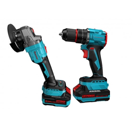 CATPOWER E1030 Kömürsüz Li-Ion Akülü Vidalama ve Avuç Taşlama Seti 20V 4.0AH+2.0AH Yüksek Tork