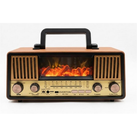 Everton Rt-703  Bluetooth Fm-Usb-Tf-Aux Şarjlı Nostaljik Radyo
