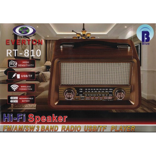 Everton Rt-810 Fm-Usb-Tf-Aux Şarjlı Nostaljik Radyo