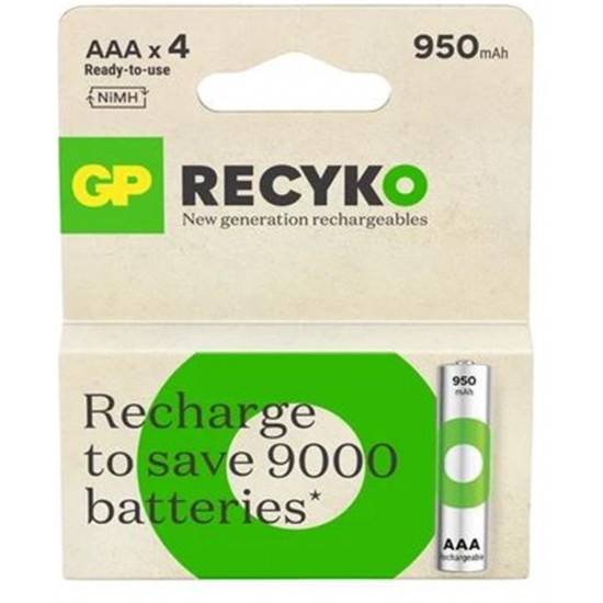 GP AAA 950 mAh Şarjlı İnce Kalem Pil 4lü Paket GP100AAHCEMTR-4LÜ