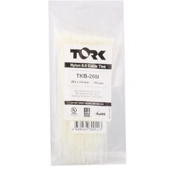 Tork TRK-300-3,5mm Beyaz 100lü Kablo Bağı