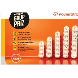 TUNCMATIK POWERSTRIP6 6 lı 1,5m IEC 66884-1:2022 Standartı, FR(Alev Almaz)anahtarlı grup priz