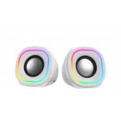 Mikado MD-180 2.0 3W-2 Beyaz RGB Aydınlatmalı USB + 3.5mm USB 5V Speaker Hoparlör