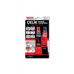 Vodaband 20ML+20ML Çelik Epoksi Yapıştırıcı Siyah+Beyaz(Reçine+Sertleştirici) 0363