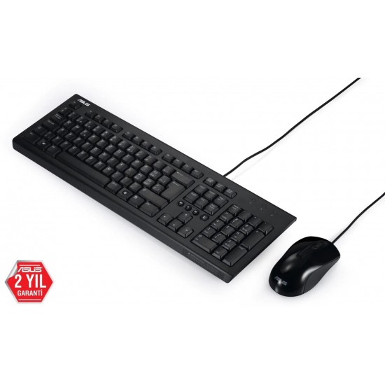 Asus U2000 Q Türkçe 1000DPI USB Siyah Kablolu Klavye Mouse Set - U2000-KBM-TR-Q