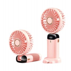 Feny FN-F30 Pembe Kademeli Ultra Sessiz Led Göstergeli Katlanabilir Şarjlı 1200Mah Mini El Fanı