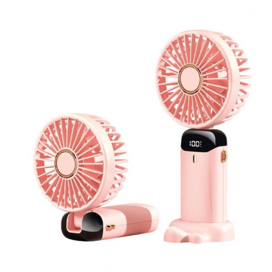 Feny FN-F30 Pembe Kademeli Ultra Sessiz Led Göstergeli Katlanabilir Şarjlı 1200Mah Mini El Fanı