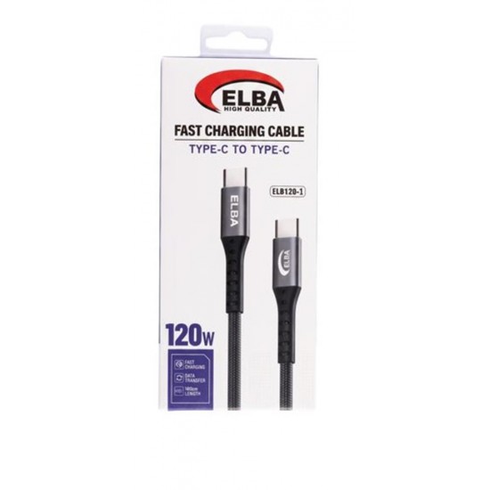 Elba Elb120-1 120w Type-c To Type-c 1Mt Siyah Örgülü  Şarj Kablosu ( Data Veri )