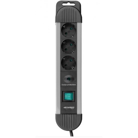 S-link SPGKS03 1.5m 3G1.5mm2 900 Joule 3Lü Akım Kor. Gri Priz Çoklayıcı
