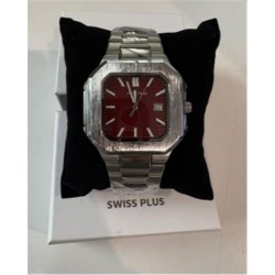 Swiss Plus Man Watch Premium Seri Model-9 RS23146 Bordeaux-Silver(Kol Saati)