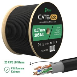 Feny FN-CAT690 305Mt 23AWG 0,57MM Çift Ceket Gold Dış Mekan Cat6 UTP Kablo